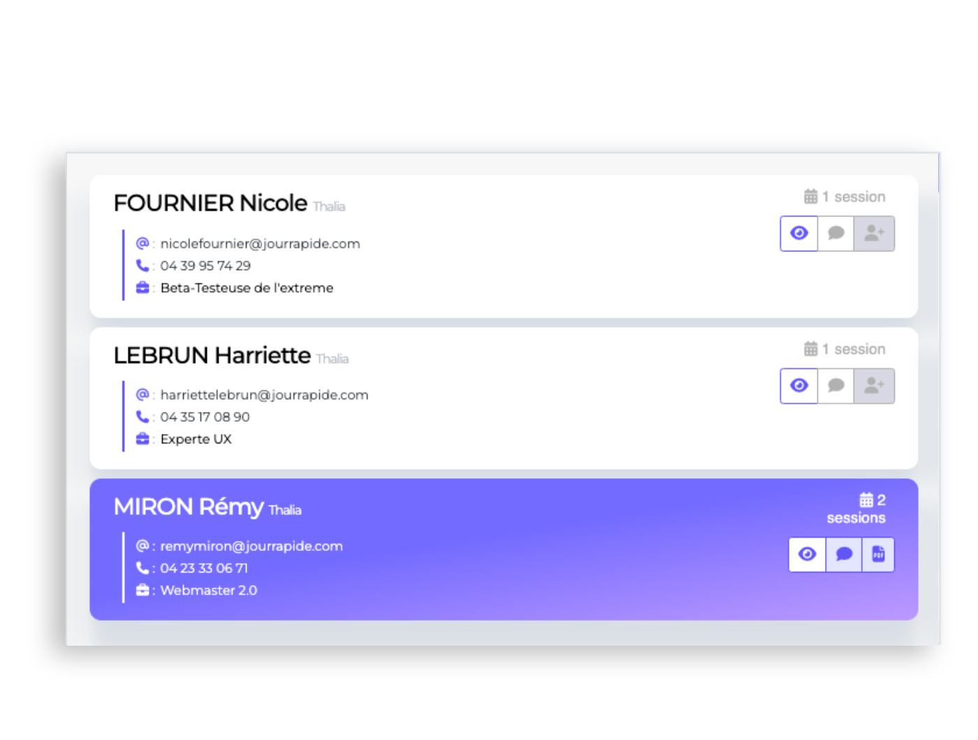 Focus capsule annuaire de contacts