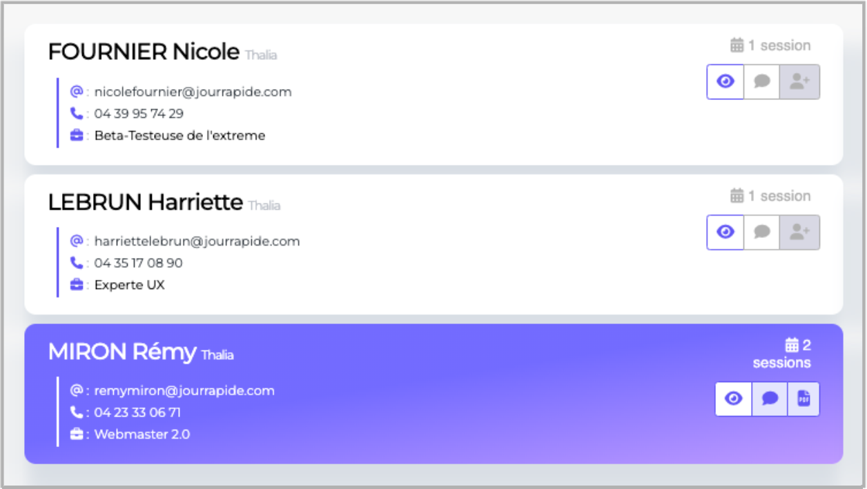 Capsule de contact de l'annuaire Thalia