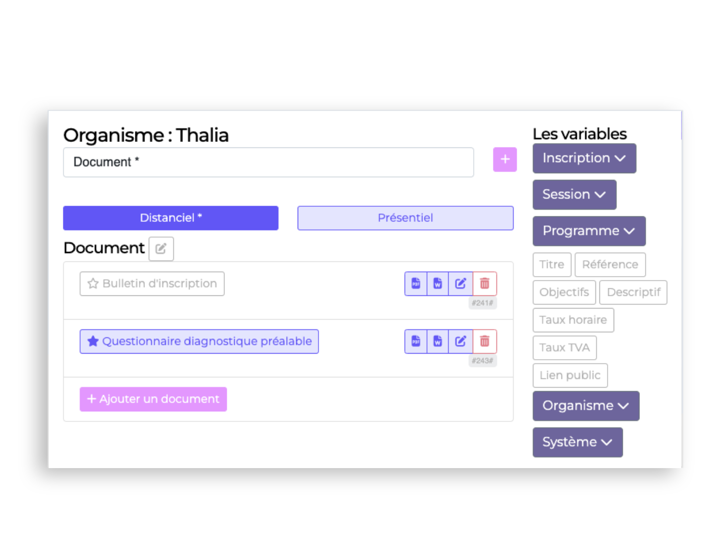 Gestion des documents à la volée